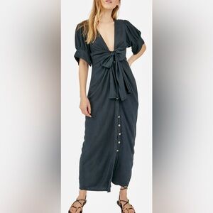 Free People free-est Summer Tie Front Maxi Shirtdress Women’s Size XS